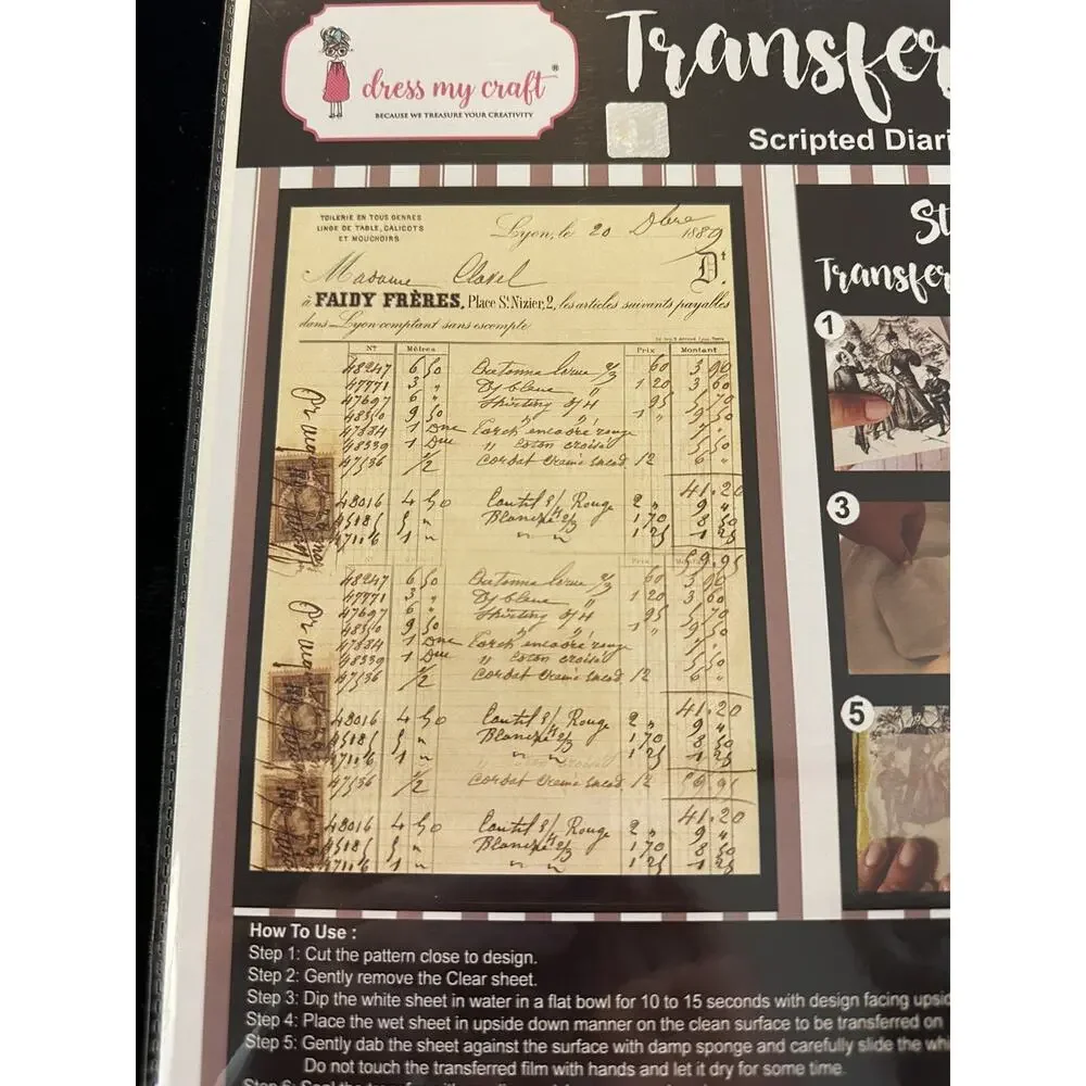 New Sealed Dress My Craft Transfer Me Scripted Diaries Text Script Dip In Water